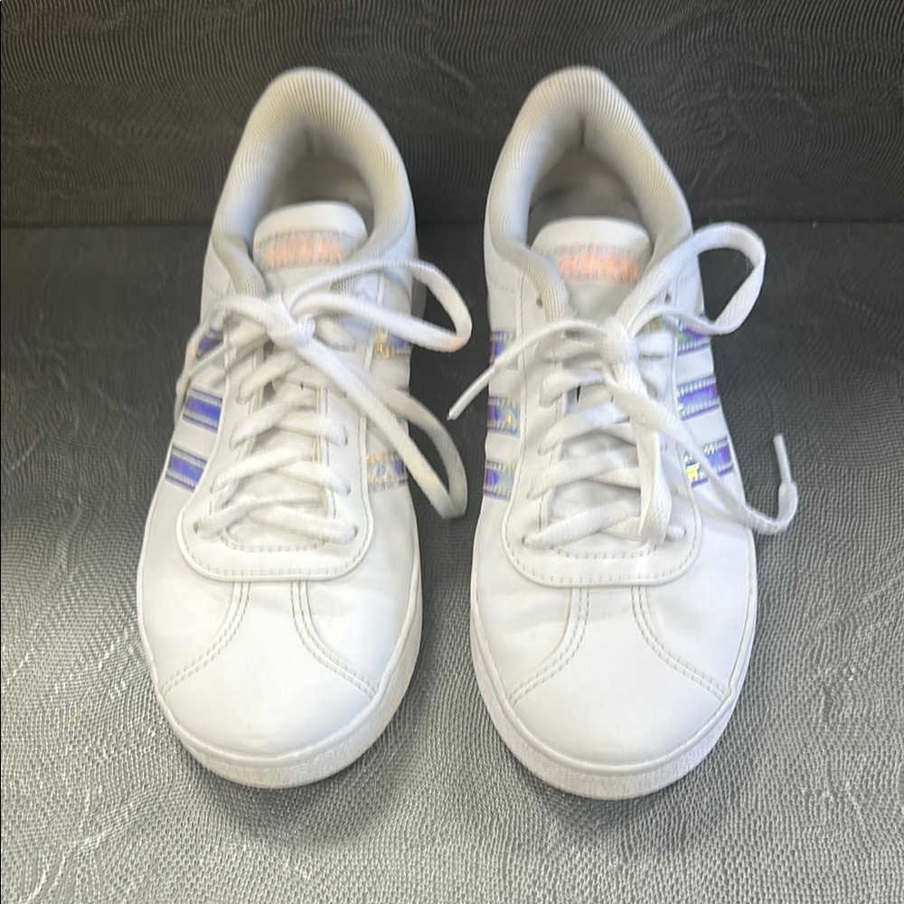Adidas White and Purple Sneakers with Breathable Design